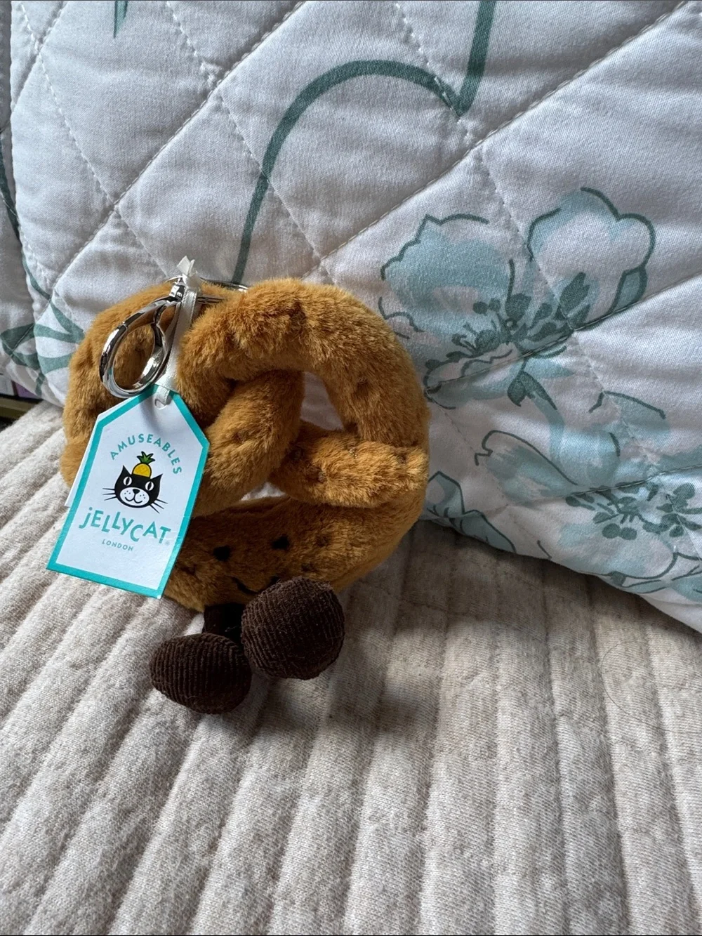 Jellycat Amuseables Pretzel Keychain Plush in Brown